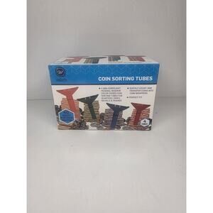 4Pc Coin Counters & Coin Sorters Tubes Bundle of 4 Color-Coded Assorted Wrappers